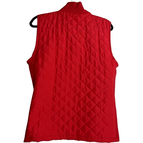 Bienzoe Quilted Puffer Vest Women Medium Red Sleeveless Fall Outerwear Jacket - Picture 2 of 12